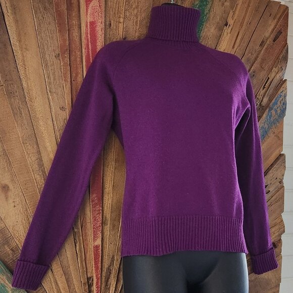 Banana Republic Y2K fine merino wool sweater/turtleneck in berry Sz M - Picture 4 of 11